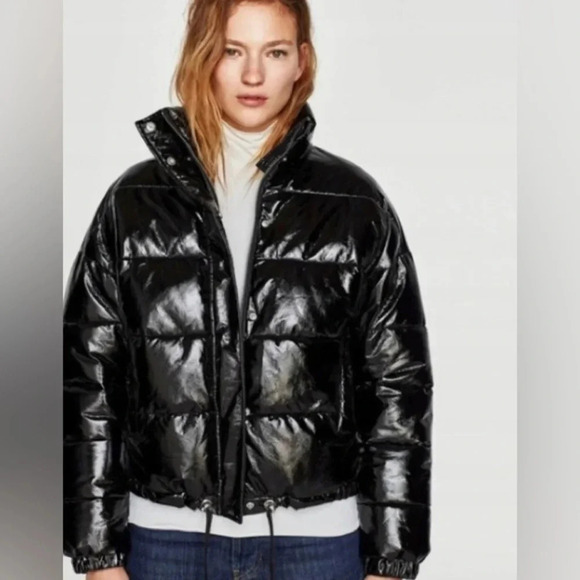 Zara Jacket Women’s Medium Black Puffer Coat - Picture 2 of 10